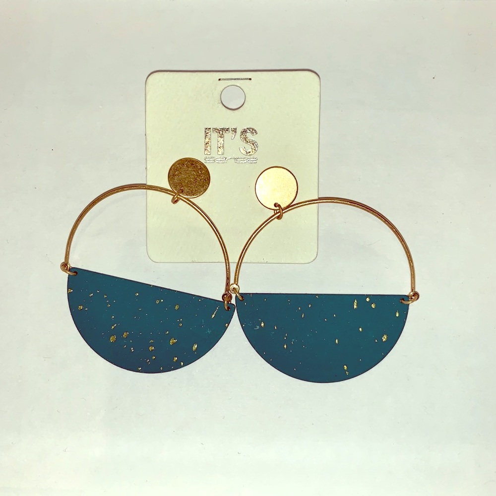 IT’S SENSE Green and Gold round drop earrings